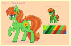 Size: 1024x664 | Tagged: safe, artist:_spacemonkeyz_, oc, oc only, oc:fire blossom, earth pony, pony, pony town, female, mare, reference sheet, solo