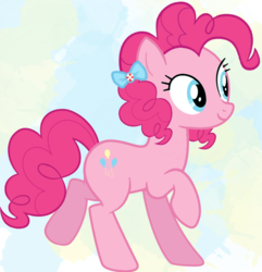 Size: 876x907 | Tagged: safe, artist:millerrachel, pinkie pie, earth pony, pony, g4, abstract background, bow, female, hair bow, mare, smiling, solo