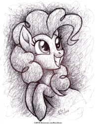 Size: 2480x3191 | Tagged: safe, artist:ravenevert, pinkie pie, pony, g4, female, high res, monochrome, solo, traditional art