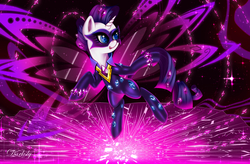 Size: 5120x3360 | Tagged: safe, artist:darksly, radiance, rarity, pony, unicorn, g4, clothes, female, open mouth, power ponies, solo, superhero