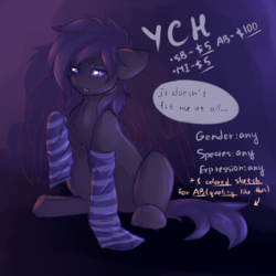 Size: 2000x2000 | Tagged: safe, artist:fkk, oc, oc only, pony, auction, clothes, commission, female, high res, socks, solo, striped socks, ych example, your character here
