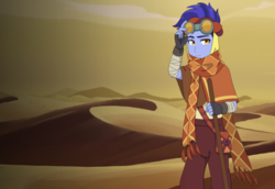 Size: 1644x1128 | Tagged: safe, artist:fantasygerard2000, hoo'far, equestria girls, g4, road to friendship, desert, equestria girls-ified, male, solo, story in the source, story included