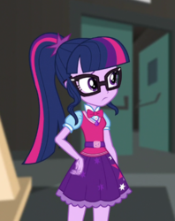 Size: 426x538 | Tagged: safe, screencap, sci-twi, twilight sparkle, equestria girls, equestria girls specials, g4, my little pony equestria girls: movie magic, clothes, cropped, female, geode of telekinesis, glasses, magical geodes, ponytail, skirt, solo