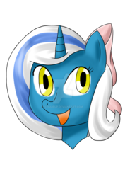 Size: 1024x1448 | Tagged: safe, artist:chulipup, oc, oc only, oc:fleurbelle, alicorn, pony, alicorn oc, bow, bust, deviantart watermark, hair bow, head, obtrusive watermark, open mouth, simple background, solo, transparent background, watermark