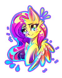 Size: 2893x3633 | Tagged: safe, artist:minamikoboyasy, fluttershy, pegasus, pony, g4, bust, female, head tilt, high res, looking at you, mare, outline, portrait, simple background, smiling, solo, transparent background, wings