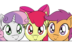 Size: 648x486 | Tagged: safe, artist:flutterluv, apple bloom, scootaloo, sweetie belle, pony, g4, :p, adorabloom, animated, cute, cutealoo, cutie mark crusaders, diasweetes, female, gif, loop, mlem, silly, tongue out