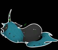Size: 2689x2296 | Tagged: safe, artist:groomlake, queen chrysalis, changeling, changeling queen, g4, black background, colored, cute, cutealis, female, high res, mare, rear view, resting, simple background, sleeping, solo, spots