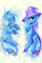 Size: 3780x5669 | Tagged: safe, artist:taneysha, trixie, pony, unicorn, g4, body pillow, body pillow design, clothes, eyes closed, female, grin, hat, mare, smiling, solo, trixie's hat