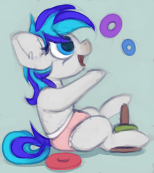 Size: 866x977 | Tagged: safe, artist:marsminer, oc, oc only, oc:hooklined, pony, diaper, foal, solo