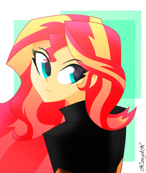 Size: 1614x1913 | Tagged: safe, artist:xan-gelx, sunset shimmer, equestria girls, g4, my little pony equestria girls: rainbow rocks, clothes, female, looking back, solo