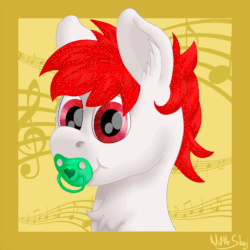 Size: 512x512 | Tagged: safe, artist:wittleskaj, oc, oc:mind fission, pony, animated, avatar, bust, colt, foal, gif, male, pacifier, solo, sucking