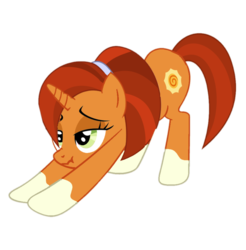 Size: 1031x1046 | Tagged: artist needed, safe, stellar flare, pony, unicorn, g4, coat markings, cute, female, iwtcird, meme, nose wrinkle, scrunchy face, simple background, socks (coat markings), solo, stellarbetes, stretching, transparent background