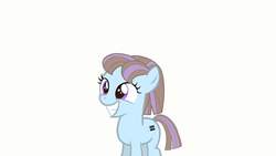 Size: 1137x640 | Tagged: artist needed, safe, oc, oc only, oc:dawn, earth pony, pony, blue coat, brown mane, equal cutie mark, equalized, female, filly, purple eyes, solo