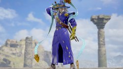 Size: 1200x675 | Tagged: safe, artist:alphamonouryuuken, star swirl the bearded, human, g4, 3d, clothes, hat, humanized, male, pony coloring, pose, robe, solo, soul calibur, soul calibur vi, sword, video game, weapon, wizard hat