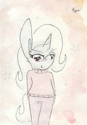 Size: 658x948 | Tagged: safe, artist:slightlyshade, trixie, anthro, g4, clothes, female, solo, sweater, traditional art