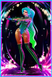 Size: 2721x3974 | Tagged: safe, artist:minamikoboyasy, queen chrysalis, human, g4, clothes, female, high heels, high res, humanized, jewelry, leotard, necklace, pearl necklace, shoes, solo