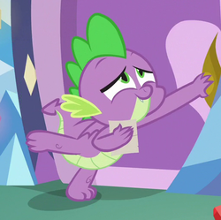 Size: 515x513 | Tagged: safe, screencap, spike, dragon, g4, my little pony best gift ever, cropped, male, spike's room, tail, winged spike, wings