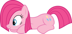 Size: 4500x2118 | Tagged: safe, artist:slb94, pinkie pie, earth pony, pony, g4, cute, cuteamena, diapinkes, female, hair over one eye, happy, high res, looking at something, mare, pinkamena diane pie, simple background, solo, transparent background, vector