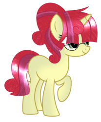 Size: 1768x2136 | Tagged: safe, artist:milkteasour, artist:space--paws0w0, oc, oc only, oc:moonberry, pony, unicorn, icey-verse, base used, female, glasses, magical lesbian spawn, mare, offspring, parent:moondancer, parent:strawberry sunrise, parents:strawdancer, raised hoof, simple background, solo, transparent background