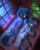 Size: 1947x2417 | Tagged: safe, artist:atlas-66, oc, oc only, oc:andromeda galaktika, oc:belfry towers, bat pony, moth, pony, bat pony oc, bat wings, bed, bedroom, chest fluff, commission, cute, cute little fangs, digital art, duo, duo female, eye clipping through hair, fangs, female, folded wings, freckles, high res, hooves to the chest, lamp, lantern, looking at each other, lying down, lying on bed, mare, moonlight, night, on back, open mouth, pillow, rain, room, slit pupils, smiling, talking