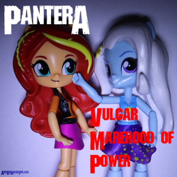 Size: 3993x3991 | Tagged: safe, artist:artofmagicpoland, sunset shimmer, trixie, equestria girls, g4, my little pony equestria girls: better together, album cover, doll, equestria girls minis, female, high res, irl, pantera, photo, toy, vulgar display of power