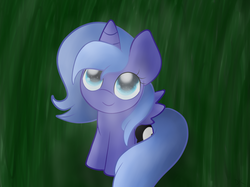 Size: 1024x764 | Tagged: safe, artist:enviaart, princess luna, alicorn, pony, g4, female, filly, looking up, sitting, solo, woona, younger