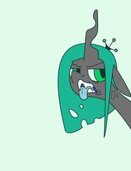 Size: 1056x1384 | Tagged: source needed, safe, artist:smirk, queen chrysalis, changeling, changeling queen, g4, female, ms paint, scowl, sneer, solo, tongue out