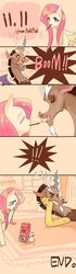 Size: 1151x4096 | Tagged: safe, artist:sadistjolt, angel bunny, bon bon, discord, fluttershy, lyra heartstrings, sweetie drops, draconequus, pegasus, pony, g4, angel is a bunny bastard, blushing, comic, eating, eyes closed, female, food, kiss denied, lesbian, male, mare, open mouth, pocky, pocky game, pocky kiss, ship:discoshy, ship:lyrabon, shipping, straight