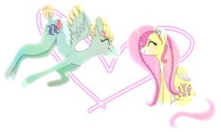 Size: 1280x768 | Tagged: safe, artist:deerlinglace, fluttershy, zephyr breeze, pegasus, pony, g4, brother and sister, colored wings, colored wingtips, duo, eyes closed, female, heart, male, mare, profile, simple background, sitting, smiling, spread wings, stallion, transparent background, wings