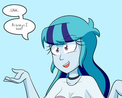 Size: 1000x800 | Tagged: safe, artist:jake heritagu, sonata dusk, comic:aria's archives, equestria girls, g4, breasts, cleavage, clothes, female, see-through, solo