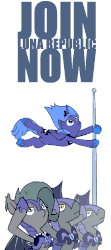 Size: 600x1350 | Tagged: safe, artist:whateverbender, princess luna, oc, oc:grey mouse, alicorn, bat pony, pony, g4, :t, animated, armor, bat pony oc, caption, cute, derp, female, flag pole, frame by frame, frown, gif, gif with captions, guardsmare, jewelry, lidded eyes, loop, lunabetes, lunar republic, majestic as fuck, male, mare, night guard, nose wrinkle, regalia, royal guard, s1 luna, salute, scrunchy face, serious, serious face, simple background, sitting, spread wings, squigglevision, stallion, text, vibrating, wat, white background, wide eyes, wind, wing fluff, wings