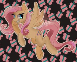 Size: 1840x1487 | Tagged: safe, artist:justp33chy, fluttershy, pegasus, pony, g4, cutie mark background, female, flutterbitch, mare, solo