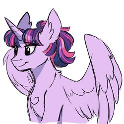 Size: 564x564 | Tagged: safe, artist:scarletskitty12, twilight sparkle, alicorn, pony, g4, alternate hairstyle, female, mare, simple background, smiling, solo, twilight sparkle (alicorn), white background