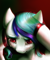 Size: 2000x2399 | Tagged: safe, artist:rrd-artist, oc, oc only, pony, crying, female, high res, mare, red eyes, sad, solo