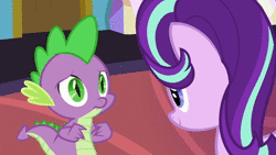 Size: 1280x720 | Tagged: safe, screencap, spike, starlight glimmer, pony, celestial advice, g4, animated, sound, we don't normally wear clothes, webm