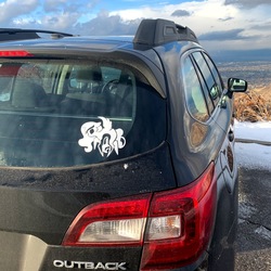 Size: 919x918 | Tagged: safe, artist:mgmax, artist:storm_e, princess luna, fox, pony, g4, car, decal, foxhound, metal gear, sticker, subaru, subaru outback