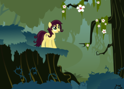 Size: 3500x2533 | Tagged: safe, artist:breadking, oc, oc only, oc:orchid, earth pony, pony, everfree forest, female, high res, mare, solo, tree, vector