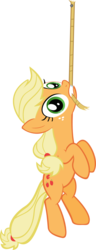 Size: 622x1615 | Tagged: safe, alternate version, artist:breadking, applejack, pony, g4, female, hang in there, hanging, mouth hold, nail, rope, simple background, solo, transparent background, vector