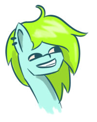 Size: 487x610 | Tagged: safe, artist:vbronny, oc, oc only, earth pony, pony, bust, ear piercing, female, grin, mare, piercing, portrait, simple background, smiling, solo, white background