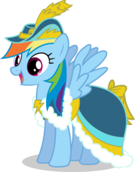 Size: 740x943 | Tagged: safe, artist:canon-lb, rainbow dash, pegasus, pony, g4, magical mystery cure, .svg available, clothes, coronation dress, costume, cute, dashabetes, dress, female, happy, mare, rainbow dash always dresses in style, simple background, solo, spread wings, transparent background, vector, wings