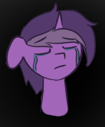 Size: 476x572 | Tagged: safe, artist:vbronny, oc, oc only, pony, unicorn, black background, bust, crying, eyes closed, female, floppy ears, horn, mare, portrait, simple background, solo