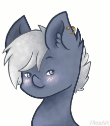 Size: 524x600 | Tagged: safe, artist:picsart, oc, oc:artemis, hippogriff, pegasus, pony, animated, blushing, commission, ear fluff, ear piercing, eyebrow wiggle, eyebrows, female, gif, icon, mare, piercing, simple background, solo, white background, ych result