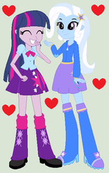 Size: 356x566 | Tagged: safe, artist:themexicanpunisher, trixie, twilight sparkle, equestria girls, g4, female, lesbian, ship:twixie, shipping