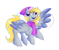 Size: 1280x1079 | Tagged: safe, artist:cubbybatdoodles, derpy hooves, pegasus, pony, g4, clothes, female, mare, scarf, simple background, smiling, solo, transparent background, unshorn fetlocks