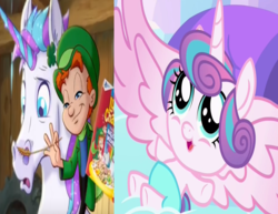 Size: 4096x3168 | Tagged: safe, princess flurry heart, alicorn, pony, unicorn, g4, coincidence, comparison, lucky charms, wrong aspect ratio