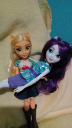 Size: 2592x4608 | Tagged: safe, applejack, rarity, equestria girls, g4, my little pony equestria girls: better together, doll, female, irl, lesbian, photo, ship:rarijack, shipping, toy