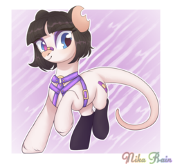 Size: 1580x1494 | Tagged: safe, artist:nika-rain, oc, oc only, mouse, mouse pony, pony, present, solo