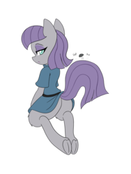 Size: 3024x4032 | Tagged: safe, artist:steelsoul, boulder (g4), maud pie, earth pony, pony, semi-anthro, g4, anatomically incorrect, arm hooves, bedroom eyes, bouncing, butt, clothes, female, fluffy, high res, incorrect leg anatomy, kneeling, leg fluff, looking at you, looking back, mare, pet rock, plot, raised tail, simple background, solo, tail, transparent background, underhoof
