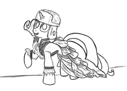 Size: 900x647 | Tagged: safe, rarity, pony, g4, outfit, sketch, solo