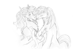Size: 1544x996 | Tagged: safe, pony, kissing, sketch